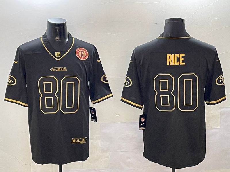 Men San Francisco 49ers #80 Rice Black Gold Throwback 2024 Nike Limited NFL Jersey style 5->san francisco 49ers->NFL Jersey